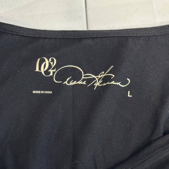 DG2 Diane Gilman Top WMNS L Pullover V-Neck Black Sleeveless Layered Stretchy - Picture 5 of 7